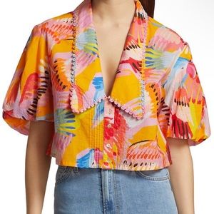 Neon Macaws Collar Blouse Size S